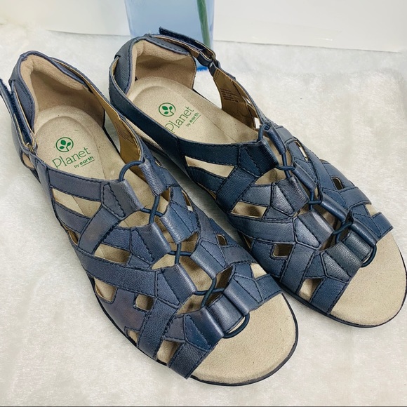 PLANET BY EARTH BRIDGET ADMIRAL BLUE LEATHER SZ7.5 - Picture 5 of 8
